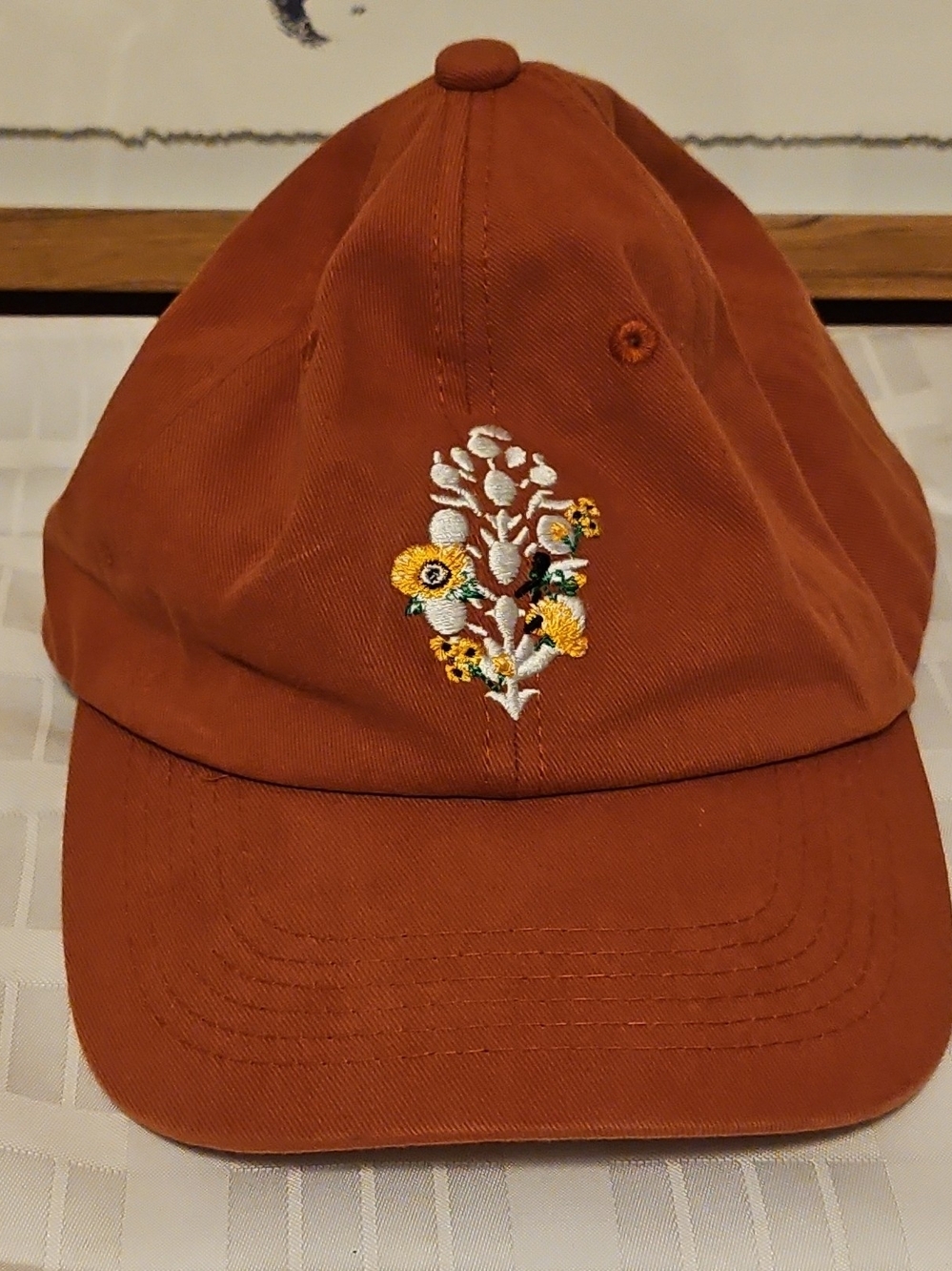 FP Movement by Free People Rust Floral Embroidered Baseball Cap
